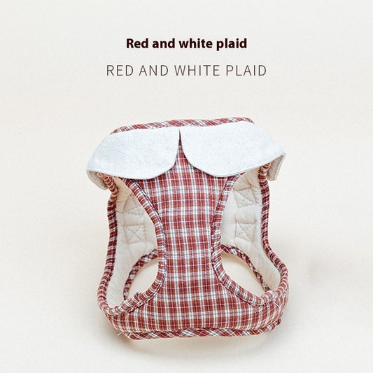 Arnés de Paseo AURA Chic - Chaleco Ajustable de Cuadros para Perros Pequeños