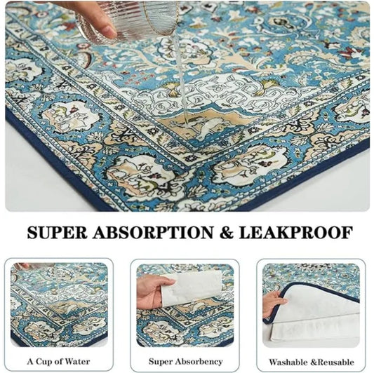 Alfombra Absorbente AURA Decor - Diseño Vintage Reutilizable (Pack de 2).