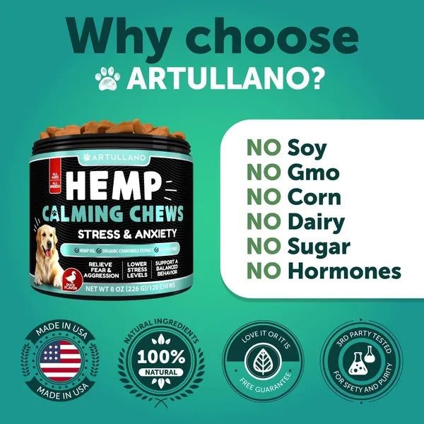 AURA Hemp Calming - 120 Masticables Relajantes para Estrés y Ansiedad.