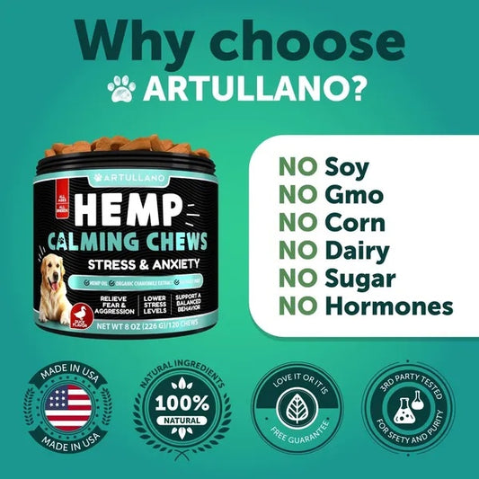 AURA Hemp Calming - 120 Masticables Relajantes para Estrés y Ansiedad.