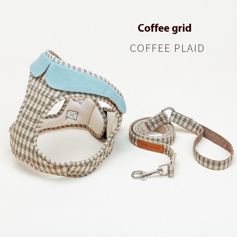 Arnés de Paseo AURA Chic - Chaleco Ajustable de Cuadros para Perros Pequeños