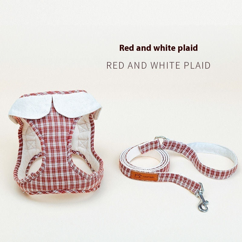 Arnés de Paseo AURA Chic - Chaleco Ajustable de Cuadros para Perros Pequeños