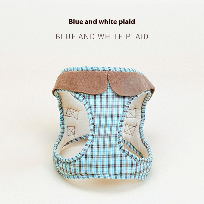 Arnés de Paseo AURA Chic - Chaleco Ajustable de Cuadros para Perros Pequeños